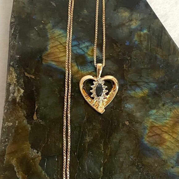 Ross-Simons Gold Vermeil Sterling Silver 925 Sapphire Heart Pendant Necklace 18" - Picture 1 of 16